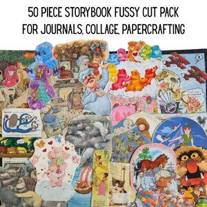 50 Large Storybook Fussy Cuts - 9.5" x 12" Kids Retro Collage Pack